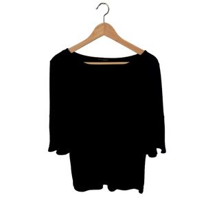 Green Envelope Black Ribbed Knit 3/4 Bell Sleeve Top Small